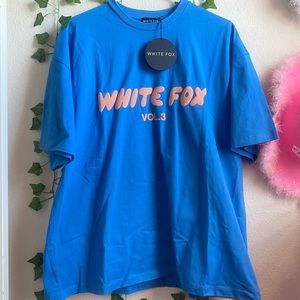 Brand New Blue & Pink White Fox Oversized Tee S/M